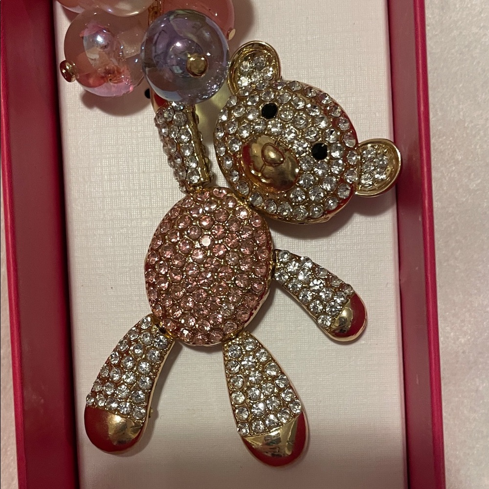 Piper Gold and Pink Crystal Bear Key Holder - Picture 3 of 4